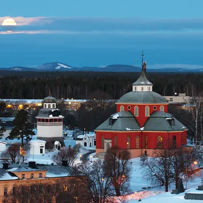 Den röda kyrkan Ulrika Eleonora en vinterdag